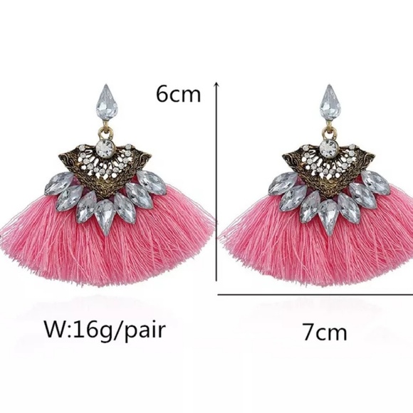 Crystals & Tassels Gorgeous Drop Fringe Earrings - Picture 4 of 5